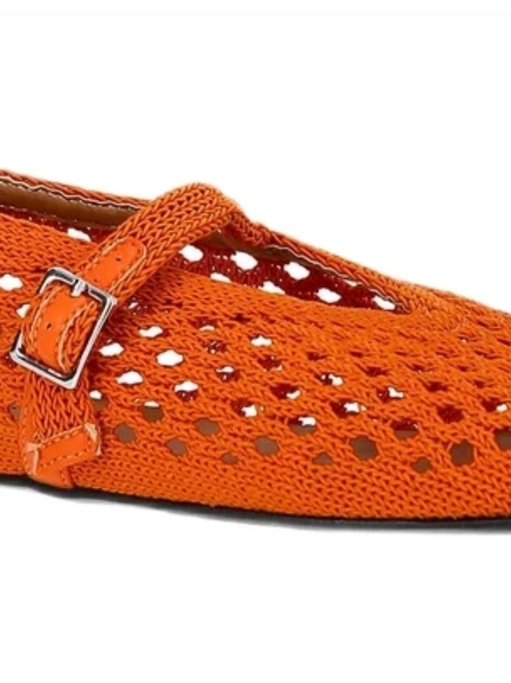 NWT No Boundaries Women Crochet Mary Jane Flats Orange Woven Ballet Shoes